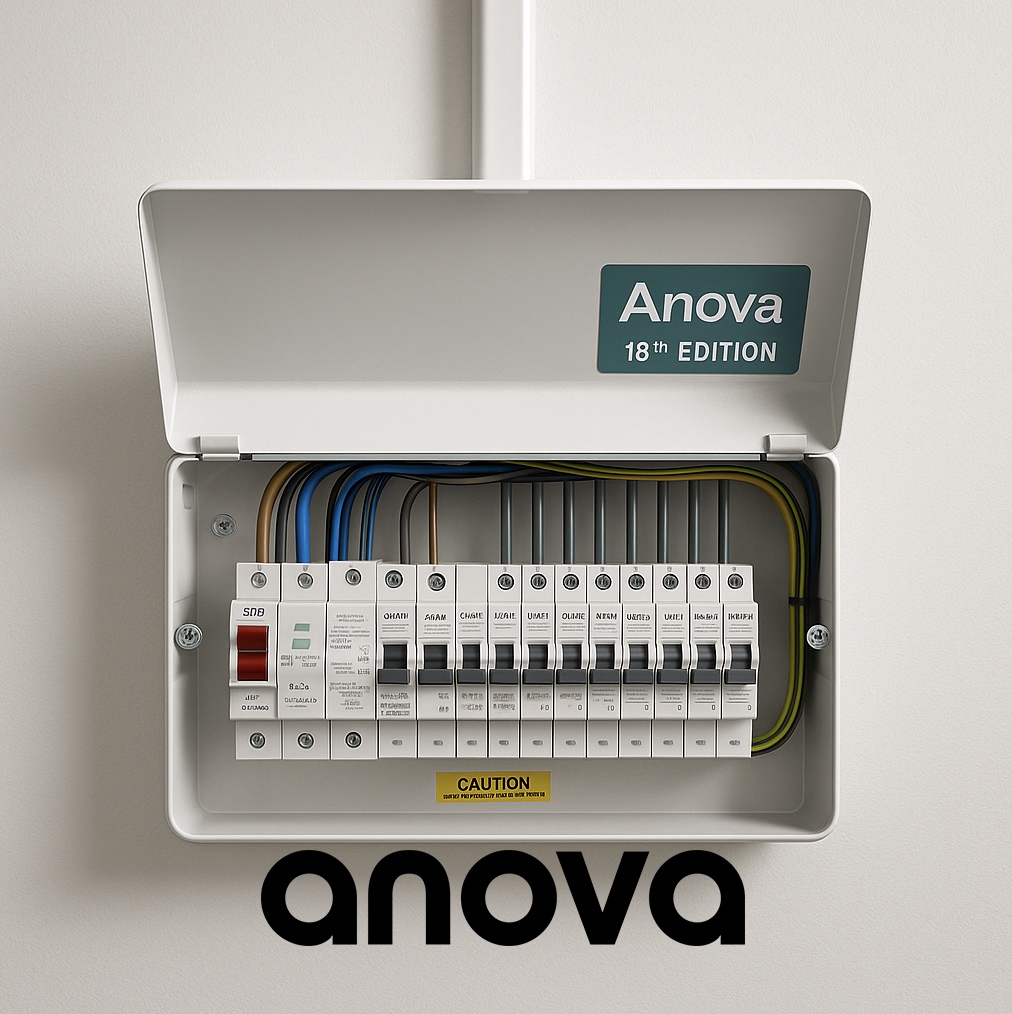 New 18th Edition metal consumer unit with RCBOs and SPD installed in a UK home