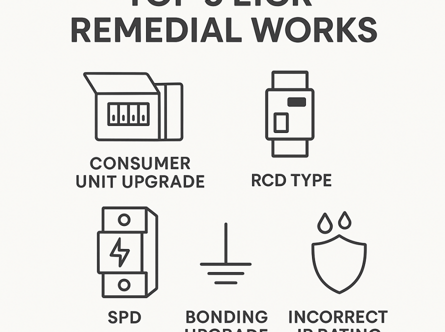 infographic illustrating common EICR remedial works.